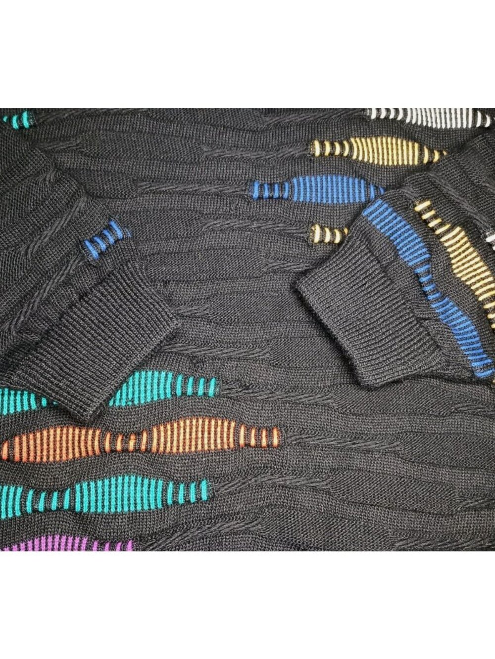 Vintage COOGI Australia Sweater Mens Large Black 3D Knit 100% Pure Wool Biggie - Picture 3 of 6